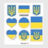 Autocollants Ukraine & drapeau ukrainien, Coeur / (Feuille)