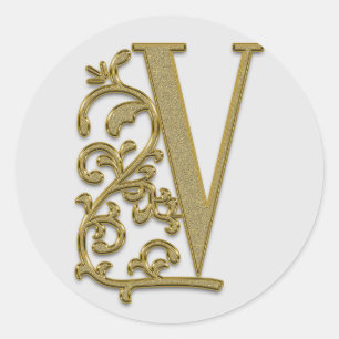 autocollants V initiaux monogramme