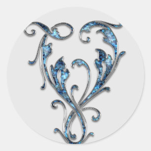 autocollants V initiaux monogramme
