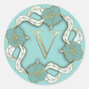 autocollants V initiaux monogramme