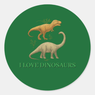 Autocollants verts - J'aime les dinosaures