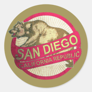 Autocollants vintages d'ours de San Diego la