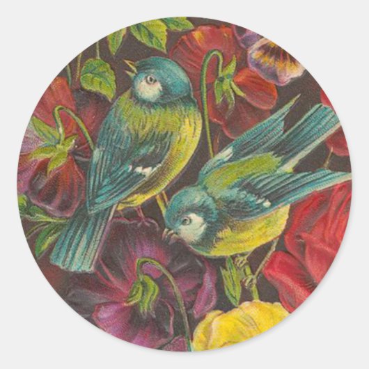 Autocollants vintages pour oiseaux et Roses (Devant)