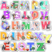 Autocollants vinyle d'alphabet aquarelle coloré (Devant)