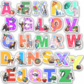 Autocollants vinyle d'alphabet aquarelle colorés (Devant)