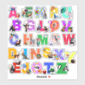 Autocollants vinyle d'alphabet aquarelle colorés (Feuille)