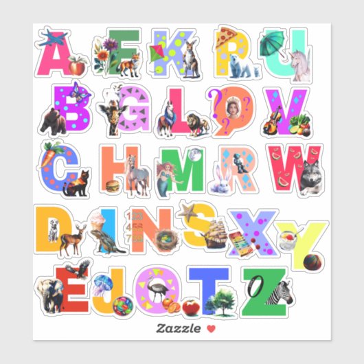 Autocollants vinyle d'alphabet aquarelle colorés (Feuille)