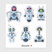Autocollants vinyle Robots de l'espace (Feuille)