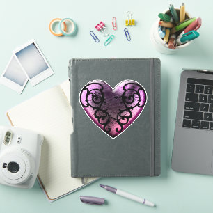 Autocollants vinyles à coeur rose gothique filigra