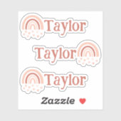 Autocollants vinyles "Boho Rainbow Hearts Name" - (Feuille)