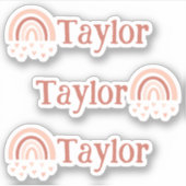 Autocollants vinyles "Boho Rainbow Hearts Name" - (Devant)
