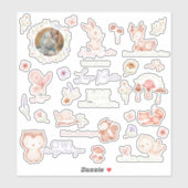 Autocollants vinyles de bébé animaux de la forêt (Feuille)
