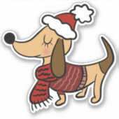 Autocollants vinyles de dachshund hiver mignon (Devant)