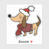 Autocollants vinyles de dachshund hiver mignon (Feuille)