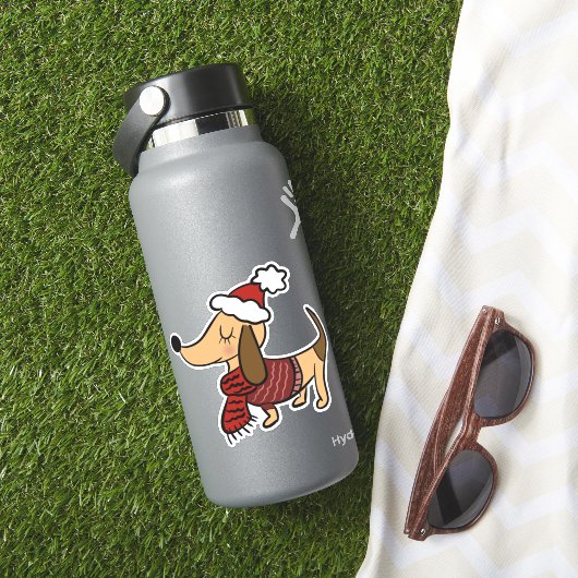 Autocollants vinyles de dachshund hiver mignon (HydroFlask Insitu)