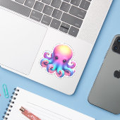 Autocollants vinyles découpés sur mesure de pieuvr (Ordinateur portable avec iPhone)