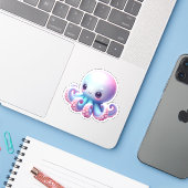 Autocollants vinyles découpés sur mesure de pieuvr (Ordinateur portable avec iPhone)