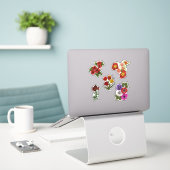 Autocollants vinyles découpés sur mesure Fleurs ro (Ordinateur portable sur le bureau)