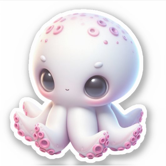 Autocollants vinyles sur mesure Pieuvre Mignonne (Devant)