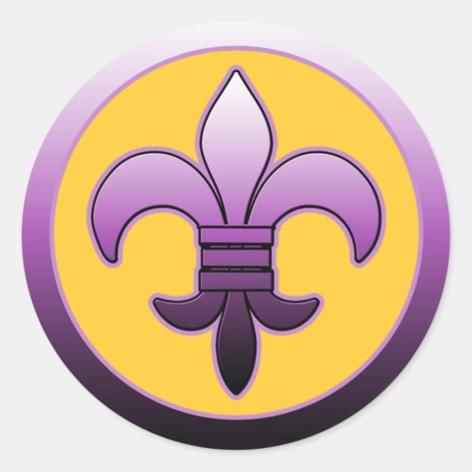 Autocollants violets ronds Fleur de Lis (Devant)