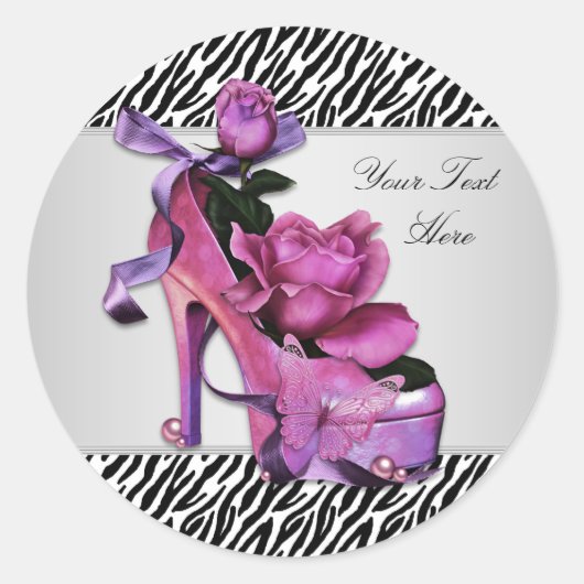 Autocollants Zèbre Rose Chaussure à Talons Hauts (Devant)