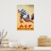 Autocoureursposter ACF Reims Race Car Art 1938 Poster (Keuken)