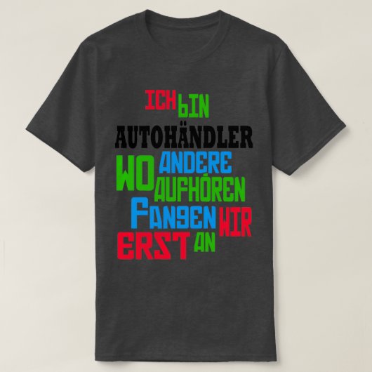 autodealers autoverkopers t-shirt (Design voorkant)