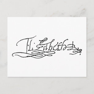 Autograaf van koningin Elizabeth I van Engeland Briefkaart