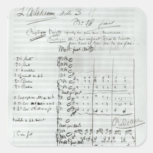 Autograafscore van Wet III Vierkante Sticker (Voorkant)