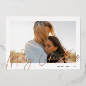 Autografiek | Horizontale foto voor vrolijk kerstf Folie Feestdagenkaart (Voorkant)