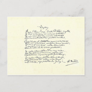 Autografiemanuscript van Voyelles (Rimbaud) Briefkaart