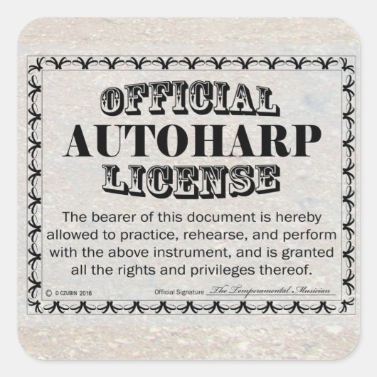 Autoharp License Carré Sticker (Devant)