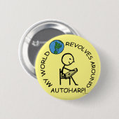 Autoharp - Wereld revolves rond Ronde Button 5,7 Cm (Voorkant /achterkant)