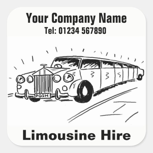 Autohuur Limousine Vierkante Sticker (Voorkant)