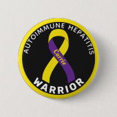 Autoimmune Hepatitis Warrior Ribbon Black Button (Voorkant)