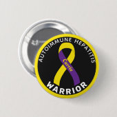Autoimmune Hepatitis Warrior Ribbon Black Button (Voorkant /achterkant)