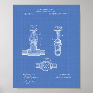 Automatisch brandblad 1893 - patent - blauwdruk poster