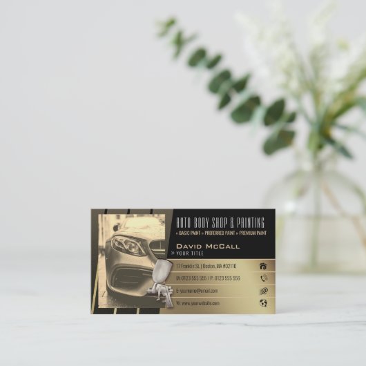 Automatisch lichaam kopen en schilderen | Verf Spr Visitekaartje (Staand voorkant)