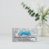 Automatisch opschonen, Logo | Vrouw die auto wast Visitekaartje (Staand voorkant)