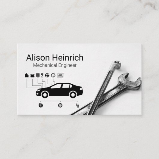 Automatisch servicesdiagram | Wrenches | Mechanisc Visitekaartje (Voorkant)