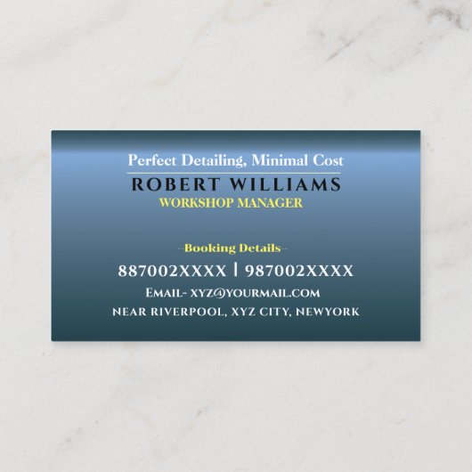 Automatisch wassen, reinigen met informatie over d visitekaartje (Achterkant)