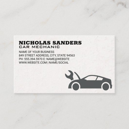 Automatisch winkelen | Auto moersleutel pictogram Visitekaartje (Voorkant)
