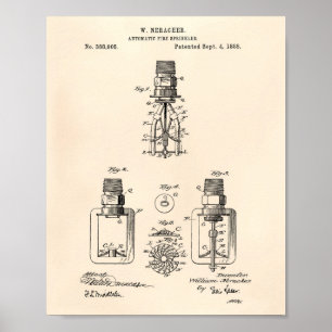 Automatische brandsproeier 1888 - Oude poster