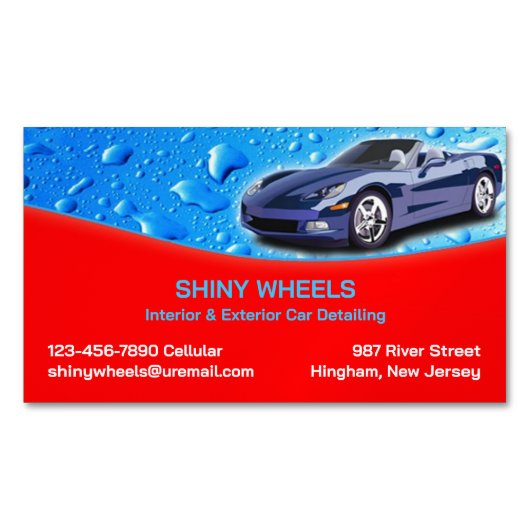 Automatische detailing van waterdruppels magnetisch visitekaartje (Voorkant)