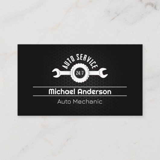 Automatische Logo | Technicus van de automonteur Visitekaartje (Voorkant)