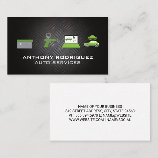 Automatische servicepictogrammen | werktuigbouwkun visitekaartje (Voorkant / Achterkant)