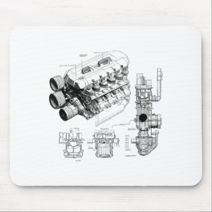 Automechanica Auto-enthousiast Mannen Motor Eces  Muismat
