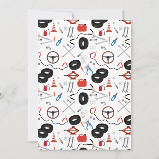 Automechanicus Auto Gereedschap Jongen Verjaardags Kaart (Achterkant)