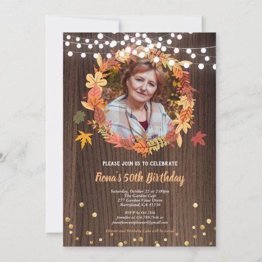 Automne 50e anniversaire photo invitation wreath b (Devant)