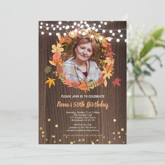 Automne 50e anniversaire photo invitation wreath b (Debout devant)